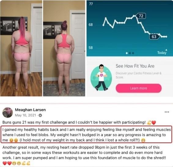 Meaghan Larsen before and after.