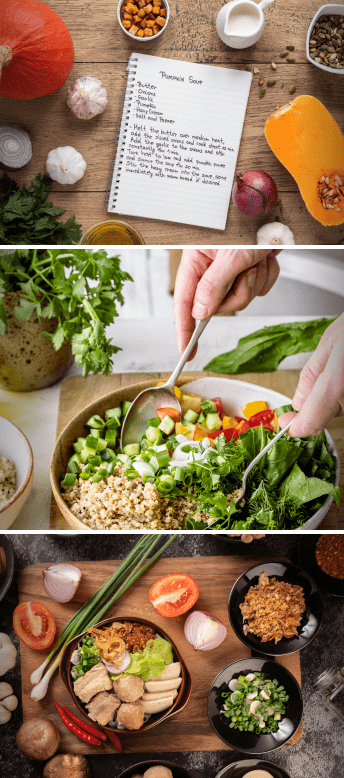 Top view images of delicious food.